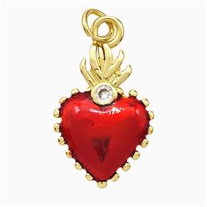 Copper Heart Pendant Red Painted Gold Plated, approx 14-20mm [FD20719]