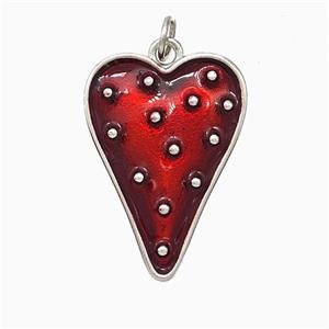 Copper Heart Pendant Red Painted Platinum Plated, approx 18-25mm [FD20722]