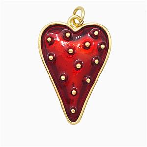 Copper Heart Pendant Red Painted Gold Plated, approx 18-25mm [FD20723]