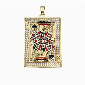 Playing Card Charms Copper Pendant Pave Zirconia Enamel Gold Plated, approx 23-33mm [FD20728]