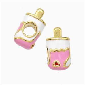 Copper Ice Cream Beads Enamel Large Hole Gold Plated, approx 8-15.5mm, 4mm hole [FD20729]