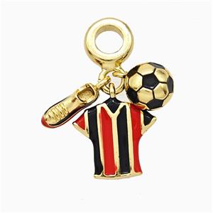 Shoe And Football Sports Shirt Charms Copper Pendant Enamel Gold Plated, approx 3-10mm, 7mm dia [FD20736]