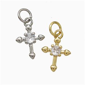 Copper Cross Pendant Pave Zirconia Mixed, approx 10-12mm [FD20748]