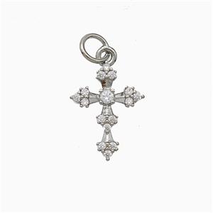 Copper Cross Pendant Pave Zirconia Platinum Plated, approx 11-15mm [FD20749]