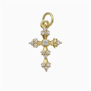 Copper Cross Pendant Pave Zirconia Gold Plated, approx 11-15mm [FD20750]