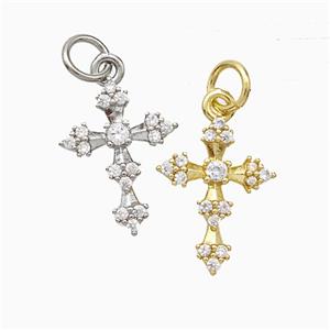 Copper Cross Pendant Pave Zirconia Mixed, approx 11-15mm [FD20751]