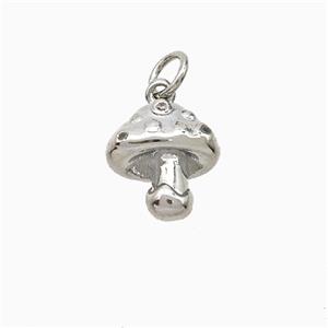 Mushroom Charms Copper Pendant Pave Zirconia Platinum Plated, approx 11mm [FD20755]