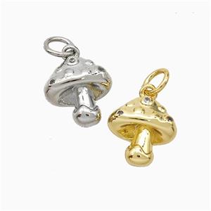 Mushroom Charms Copper Pendant Pave Zirconia Mixed, approx 11mm [FD20757]