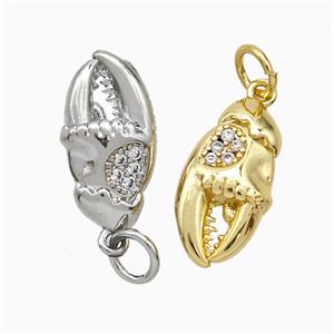 Crab Claw Charms Copper Pendant Pave Zirconia Mixed, approx 8-15mm [FD20760]