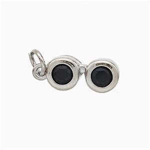Copper Telescop Pendant Pave Zirconia Platinum Plated, approx 6.5-14mm [FD20761]