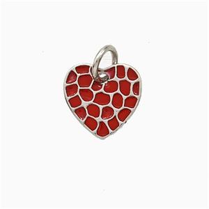 Copper Heart Pendant Red Enamel Platinum Plated, approx 10mm [FD20766]