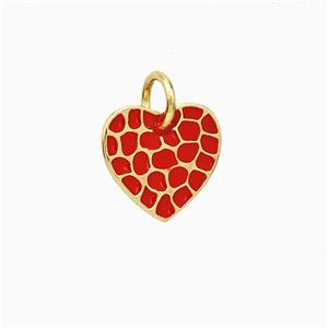 Copper Heart Pendant Red Enamel Gold Plated, approx 10mm [FD20767]
