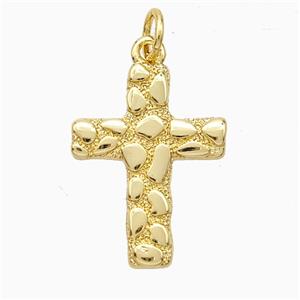 Copper Cross Pendant Hammered Gold Plated, approx 15-20mm [FD20769]