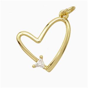 Copper Heart Pendant Pave Zirconia Gold Plated, approx 18mm [FD20770]