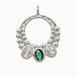 Copper Pendant Micropave Zirconia Platinum Plated, approx 16-17mm [FD20771]