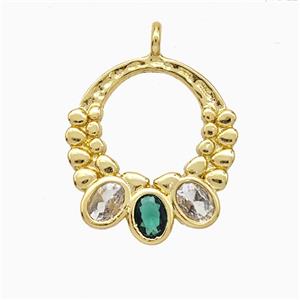 Copper Pendant Micropave Zirconia Gold Plated, approx 16-17mm [FD20772]
