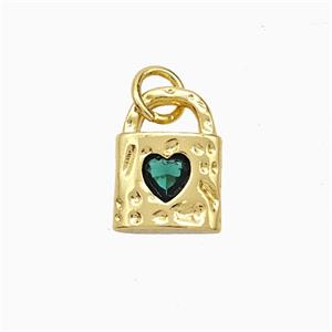 Copper Lock Pendant Pave Zirconia Gold Plated, approx 9-12mm [FD20778]