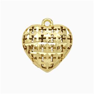Copper Heart Pendant Hollow Cross Gold Plated, approx 15mm [FD20779]
