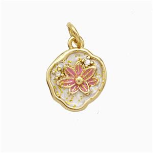 Copper Flower Pendant Painted Gold Plated, approx 11-12mm [FD20784]