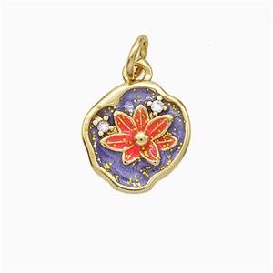 Copper Flower Pendant Painted Gold Plated, approx 11-12mm [FD20785]