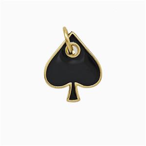 ACE of Spade Copper Pendant Black Enamel Gold Plated, approx 12mm [FD20786]