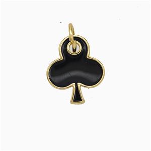ACE of Clubs Copper Pendant Black Enamel Gold Plated, approx 12mm [FD20788]