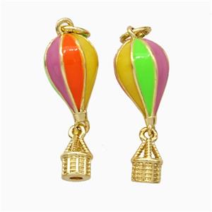 Ballon Charms Copper Pendant Multicolor Enamel Gold Plated, approx 8-23mm [FD20791]