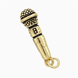 Microphone Charms Copper Pendant Antique Gold, approx 8-22mm [FD20795]