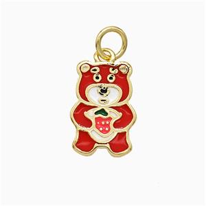 Copper Bear Pendant Red Enamel Gold Plated, approx 10-14mm [FD20797]