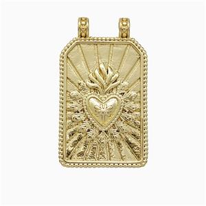 Copper Heart Pendant Rectangle 2loops Gold Plated, approx 16-28mm [FD20837]
