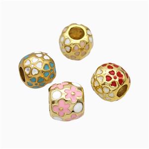 Copper Round Beads Enamel Large Hole Gold Plated Mixed, approx 9.5-11mm, 5mm hole [FD20846]