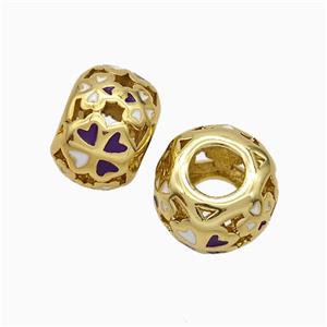 Copper Rondelle Beads Enamel Large Hole Gold Plated, approx 8-11mm, 5mm hole [FD20847]
