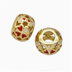 Copper Rondelle Beads Enamel Large Hole Gold Plated, approx 8-11mm, 5mm hole [FD20848]