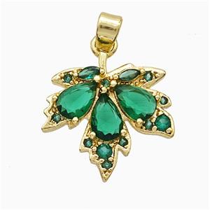 Copper Maple Leaf Pendant Pave Zirconia Gold Plated, approx 15-17mm [FD20854]