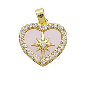 Copper Heart Pendant Pave Zirconia Resin Star Gold Plated, approx 16mm [FD20863]