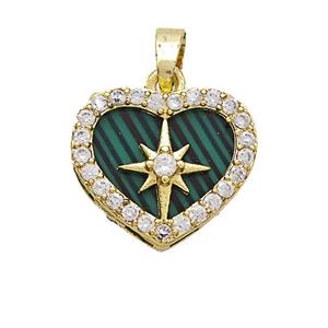 Copper Heart Pendant Pave Zirconia Resin Star Gold Plated, approx 16mm [FD20864]