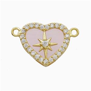 Copper Heart Pendant Pave Zirconia Resin Star 2loops Gold Plated, approx 16mm [FD20865]