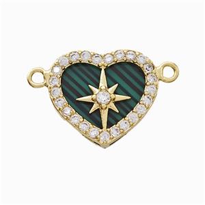 Copper Heart Pendant Pave Zirconia Resin Star 2loops Gold Plated, approx 16mm [FD20866]