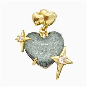 Resin Heart Pendant Copper Star Pave Zirconia Gold Plated, approx 20mm, 10-12mm [FD20915]