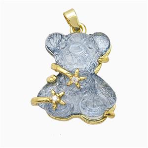Grayblue Resin Bear Pendant Copper Star Pave Zirconia Gold Plated, approx 20mm [FD20922]