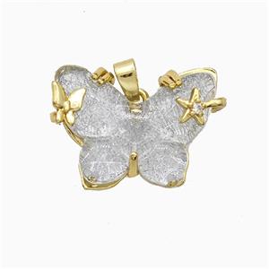 Silver Resin Butterfly Pendant Copper Star Pave Zirconia Gold Plated, approx 20-26mm [FD20925]