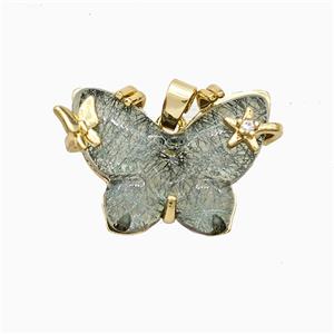 Resin Butterfly Pendant Copper Star Pave Zirconia Gold Plated, approx 20-26mm [FD20927]