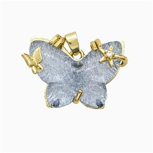 Grayblue Resin Butterfly Pendant Copper Star Pave Zirconia Gold Plated, approx 20-26mm [FD20928]