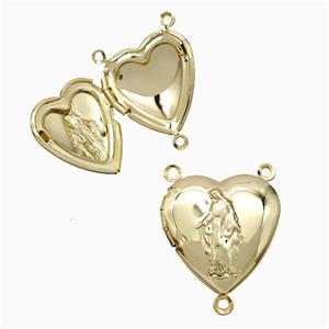Copper Heart Jesus Locket Pendant 18K Gold Plated, approx 20mm [FD20953]