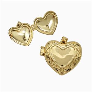 Copper Heart Locket Pendant 18K Gold Plated, approx 20-23mm [FD20954]