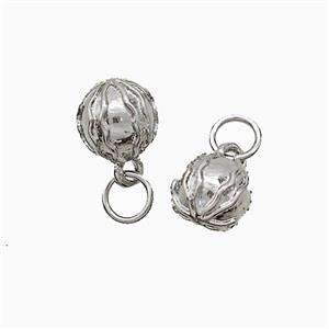 Copper Lotus Pendant Ball Platinum Plated, approx 8mm [FD20957]