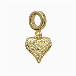 Copper Heart Pendant Hammered 18K Gold Plated, approx 11mm, 8.5mm dia [FD20964]