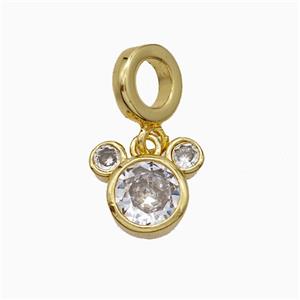 Copper Ratheader Pendant Pave Zirconia Gold Plated, approx 9-12mm, 8.5mm dia [FD20966]