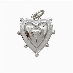 Copper Heart Pendant Platinum Plated, approx 15-16mm [FD20969]
