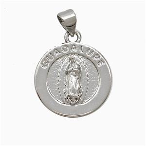 Lady Of Guadalupe Charms Copper Pendant Platinum Plated, approx 17mm [FD20971]